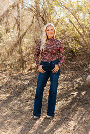 Mock Neck Mesh Top, Floral