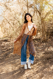 Lace Long Kimono, Brown