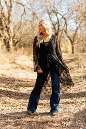 Lace Long Kimono, Black