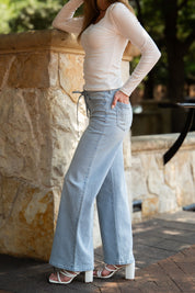 Striped Straight-Leg Jeans