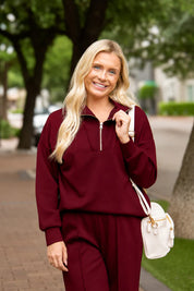 Luxe Heaven Soft Maroon 1/4 ZIp Pullover
