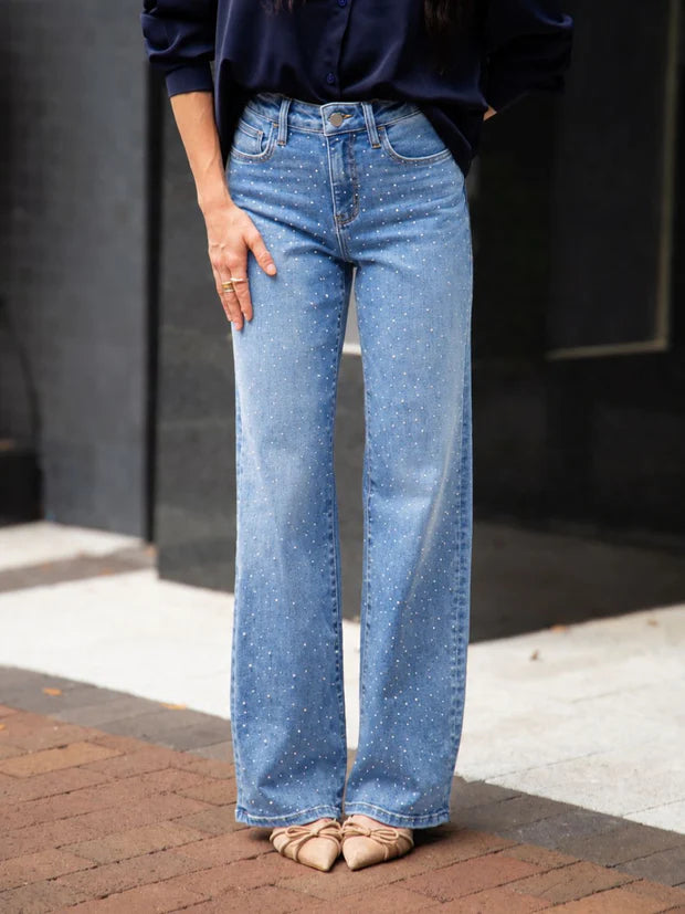 Straight Leg Denim Sparkle Jeans