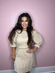 Khaki Ruffled Sleeve Dress