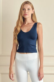 Yelete Navy V or U Neckline Reversible Seamless Tank 30a