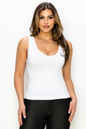 Yelete White V or U Neckline Reversible Seamless Tank 30a