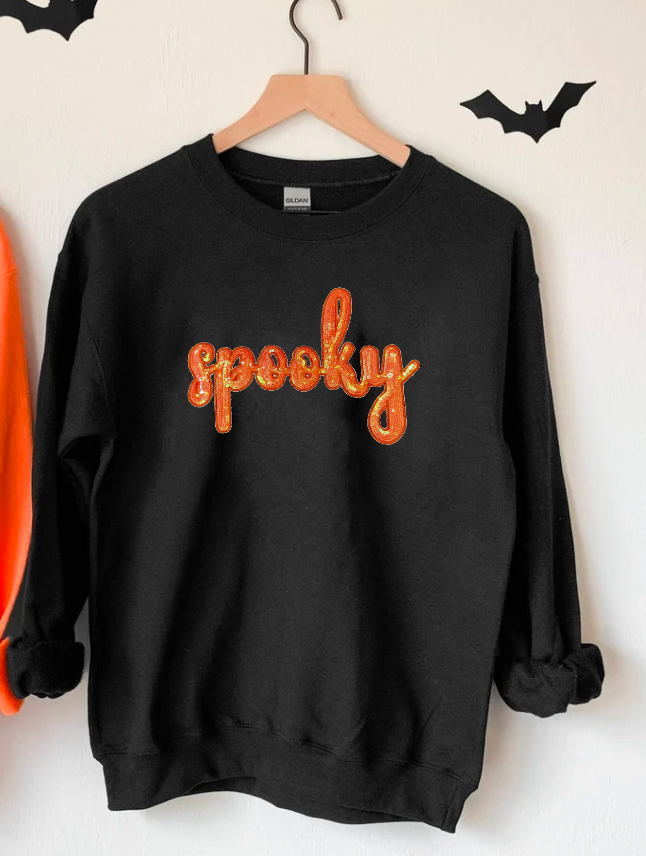 SPOOKY Sequins Patches BLACK SWEATSHIRT (Collective)