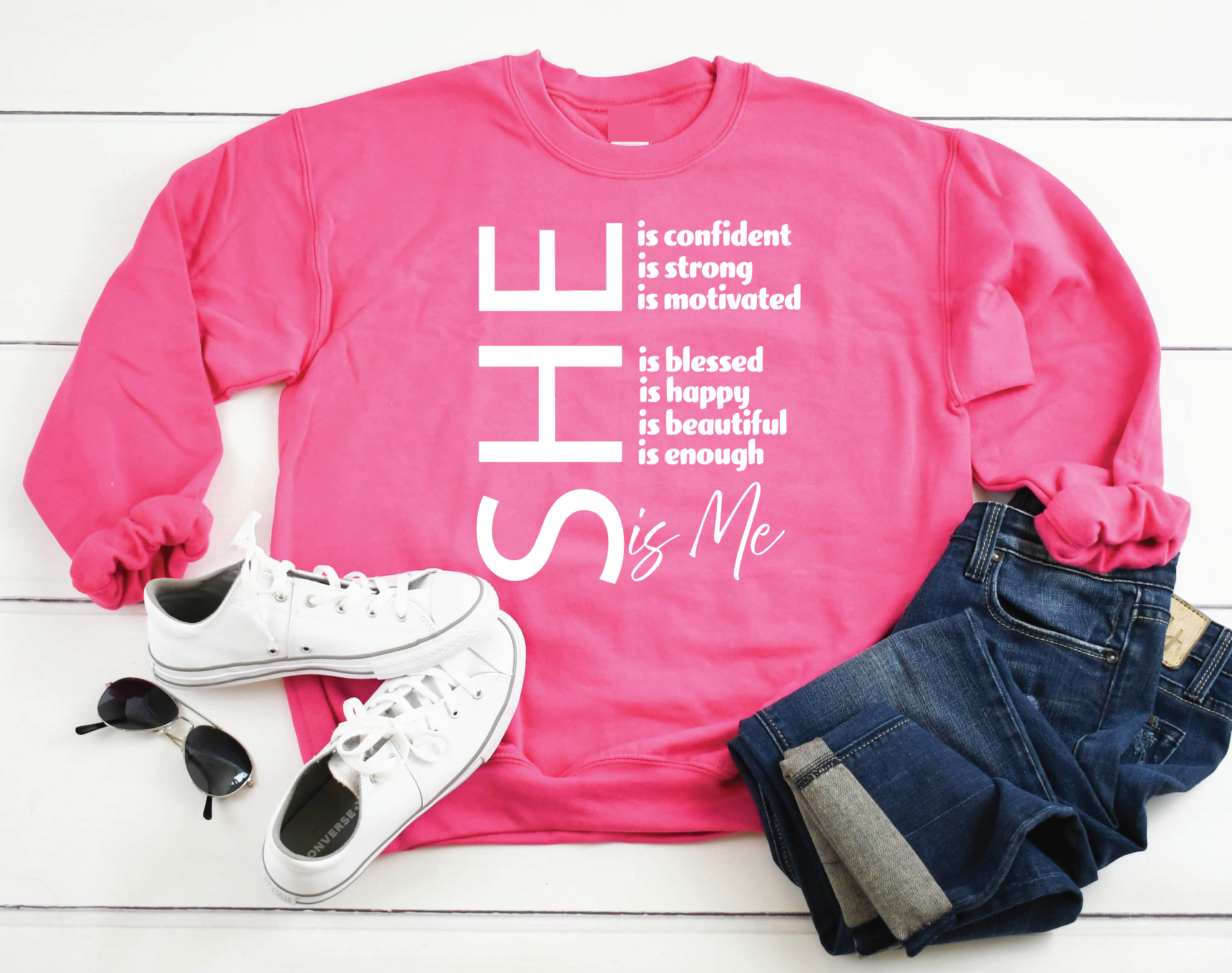 She is Me Sweatshirt (Neon Pink)