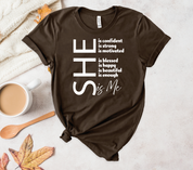 She is me T-shirt (dark brown)
