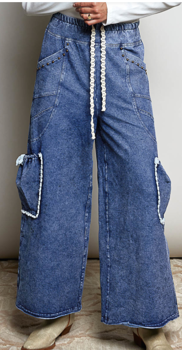 POL Denim and Cream Pants