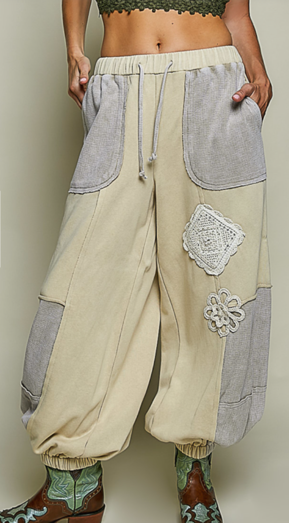 POL  Almond Multi Color Knit Flowy Pants