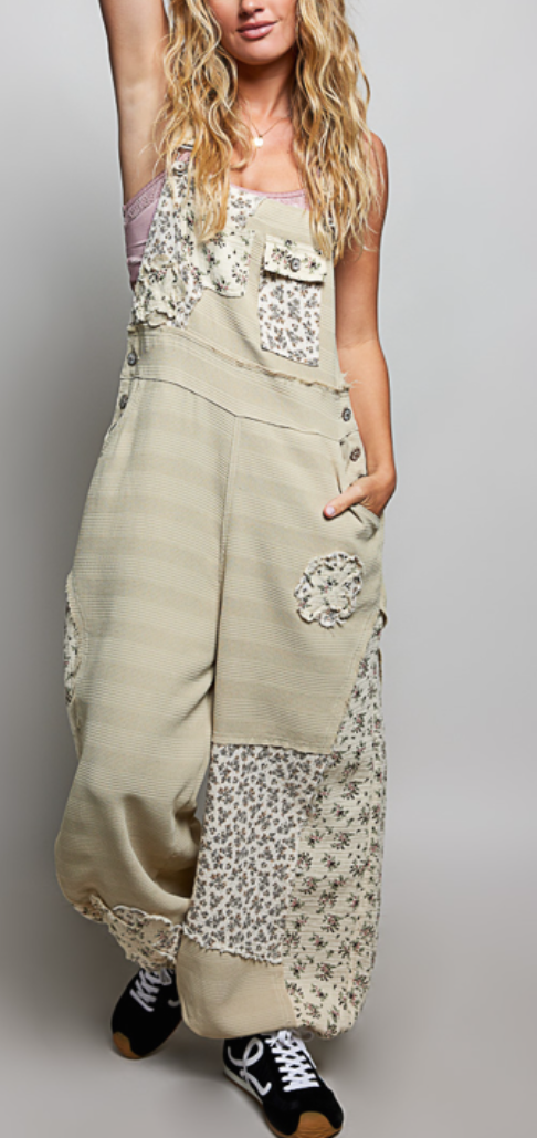 POL Chic Taupe Denim Overalls