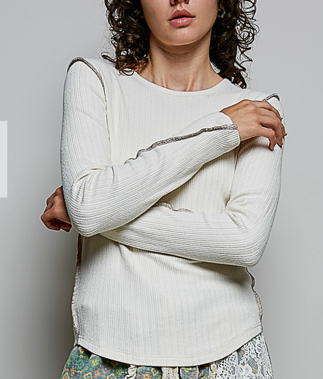 POL Cream  Long Sleeve Luxe Top