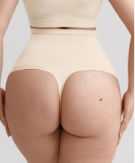 High Waist Black Thong Back Tummy Control Shapewear Panties