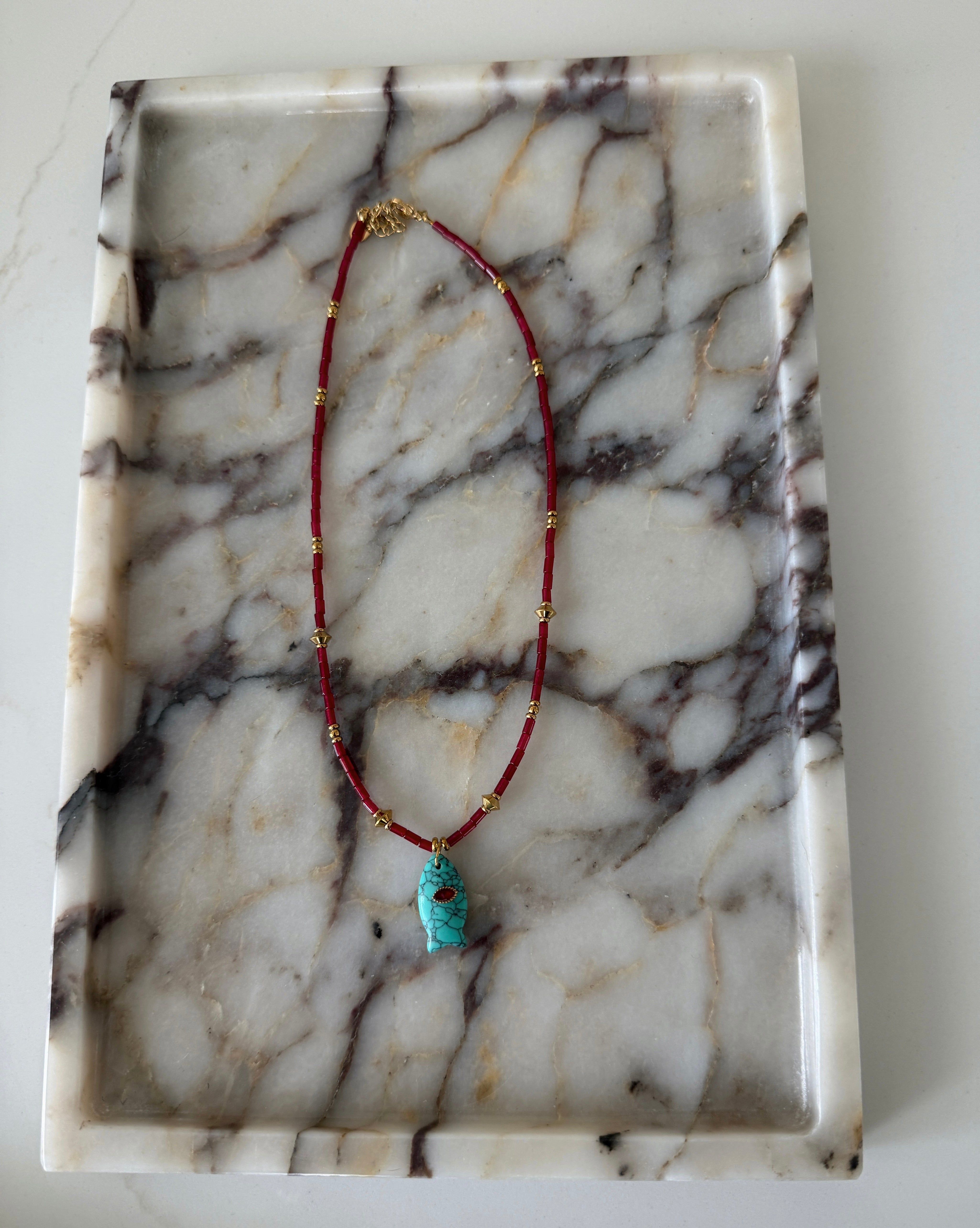 SLOANE NECKLACE - BLUE FISH