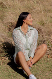 Kathryn Classic Button-Up, Mint Lace