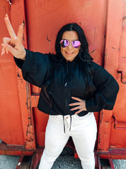 Soft Black Everyday Blazer Zip Up Jacket