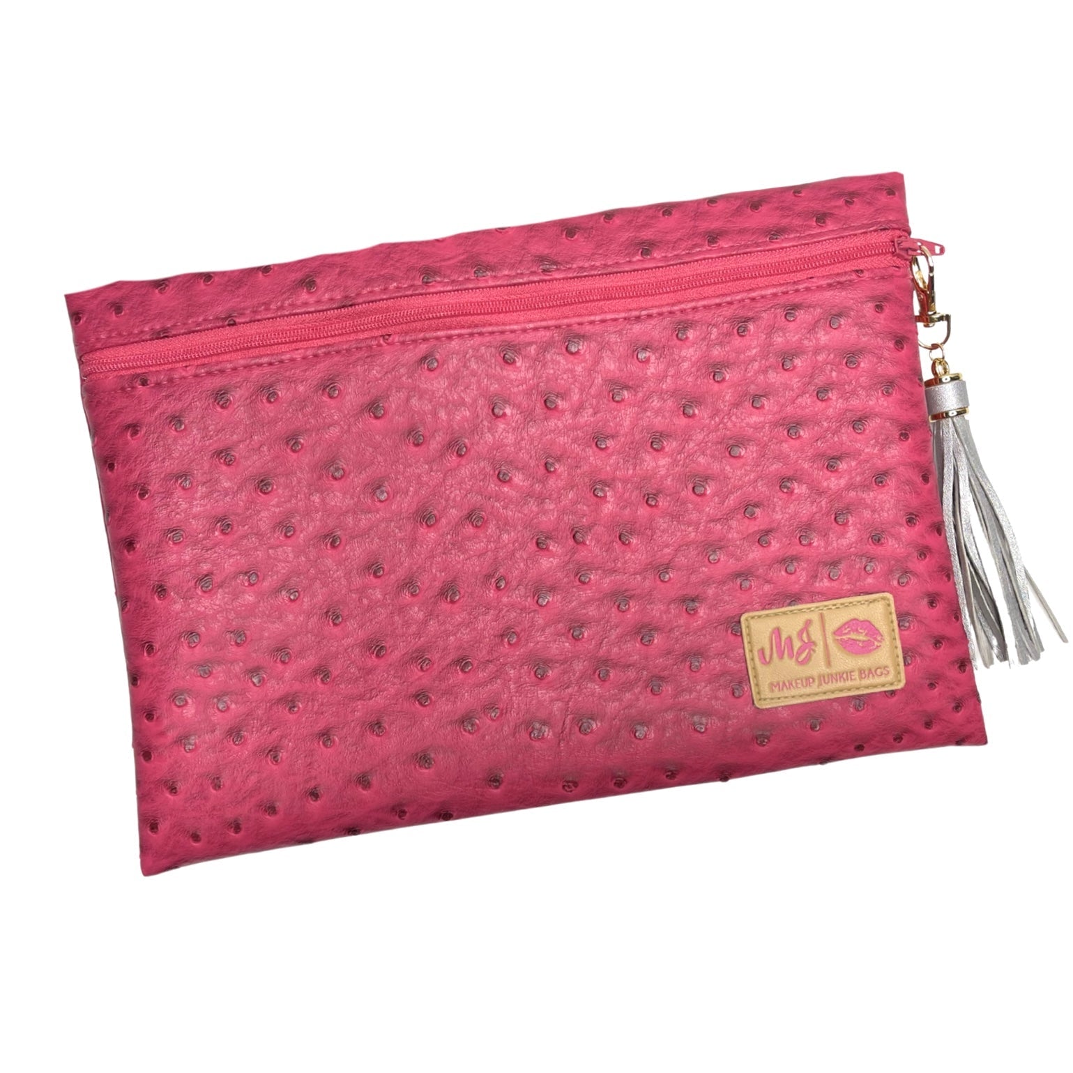 Raspberry Ostrich Top Zip By