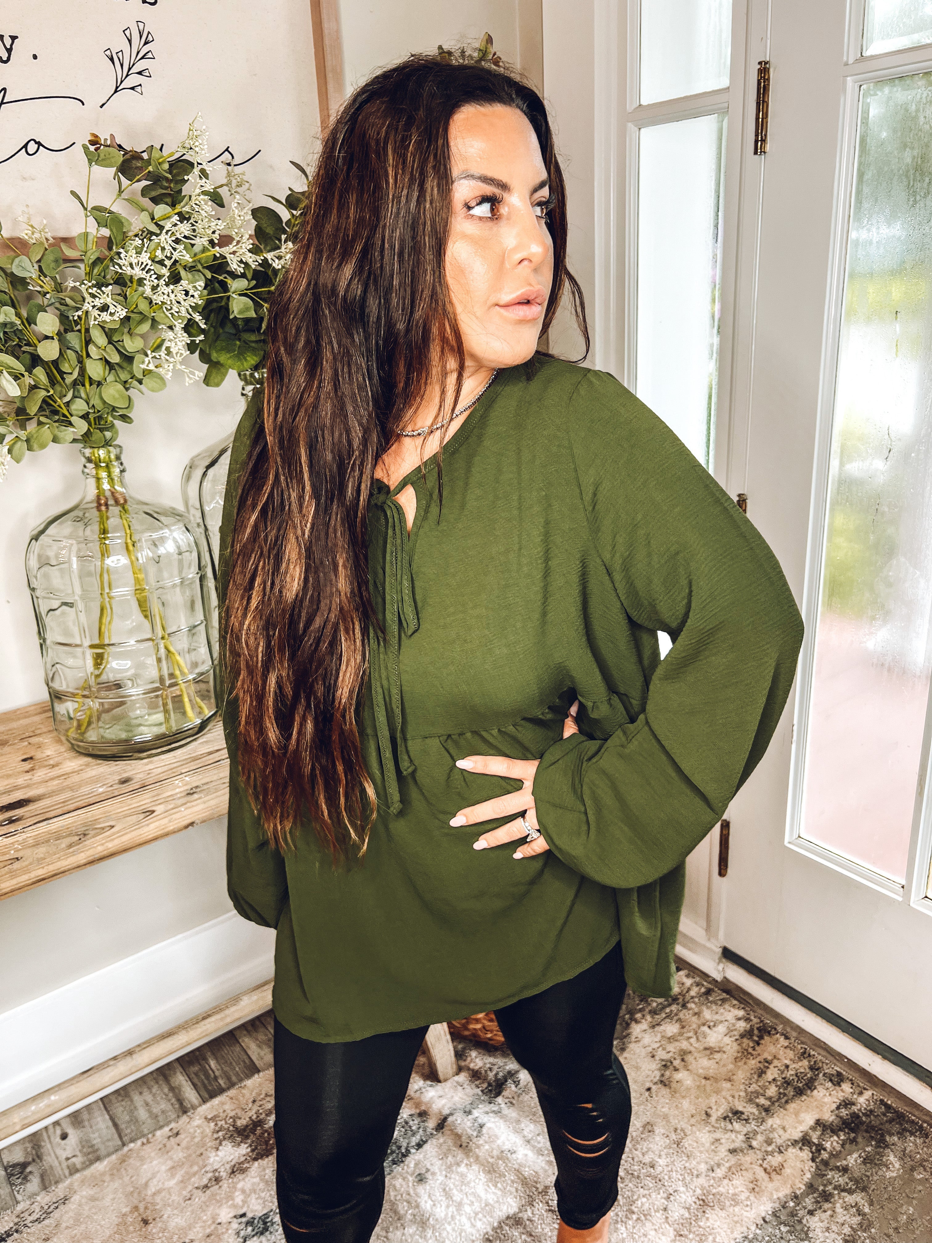 Ultra Soft Hunter Green Long Sleeve Top