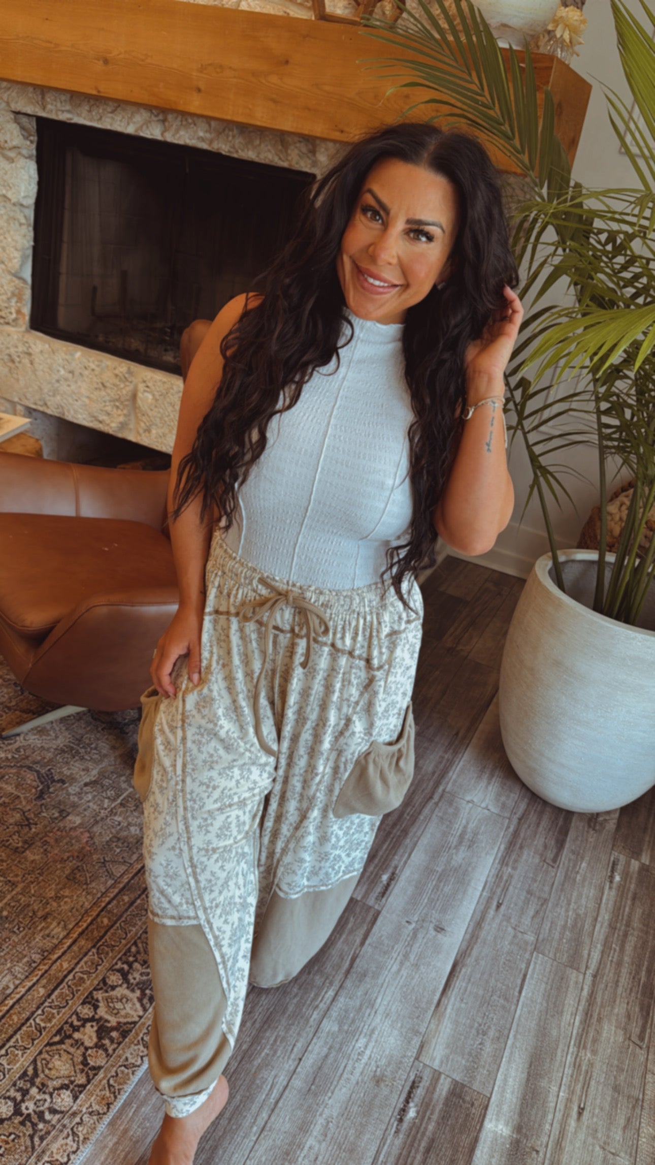 White Textured High Neck Sleeveless Top