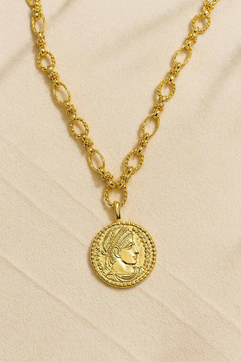 Bella Neane Exclusive Gold Chain and Coin Pendant Necklace