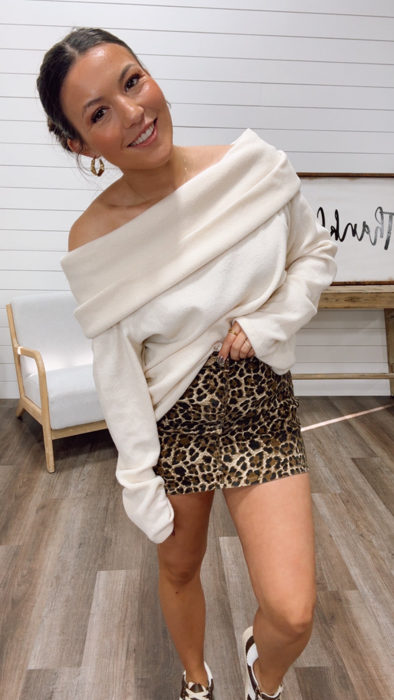 Leopard Denim Jean Skirt
