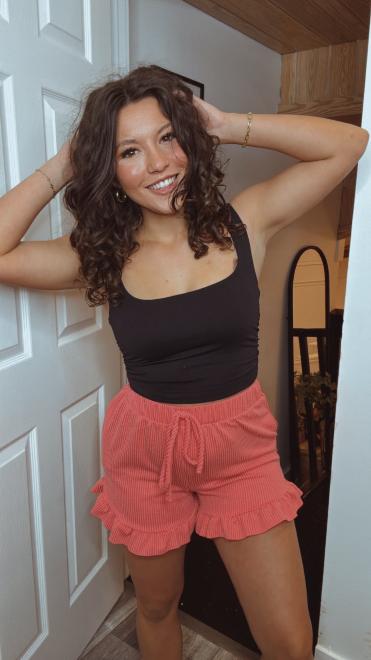 Ultra Soft Coral Ribbed Flowy Shorts