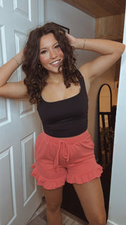 Ultra Soft Coral Ribbed Flowy Shorts