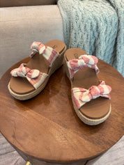 Red and Natural Stripe Tie The Knit Wedges