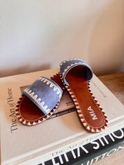 Blue and White Stitched MIA Sandals