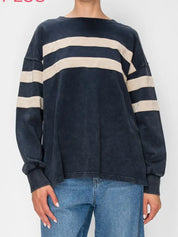 Stitch and CO Navy and White Striped Pullover