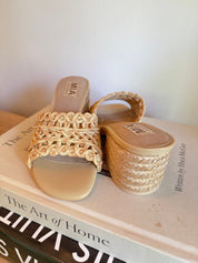 Mia Natural Woven Open Toe Heels