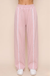 The Greii  Lace Trim Baby Pink Knit Joggers