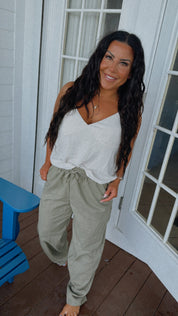 Ultra Soft Taupe Linen Tank