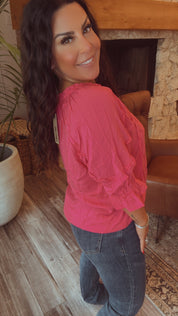 Lightweight Vneck Ruffle Sleeve Coco and Carmen Top