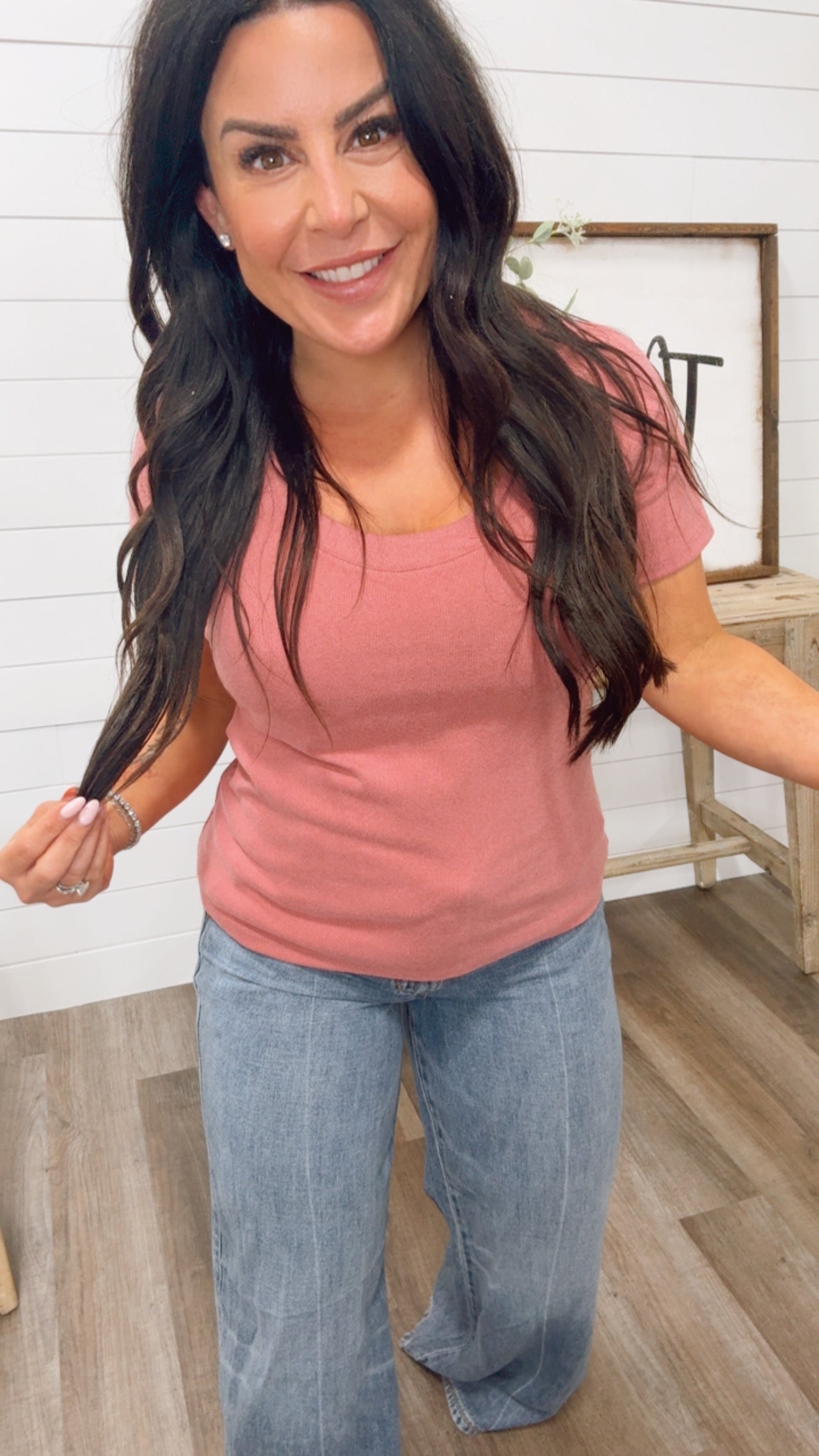 Ultra Soft Mauve Round Neck Top