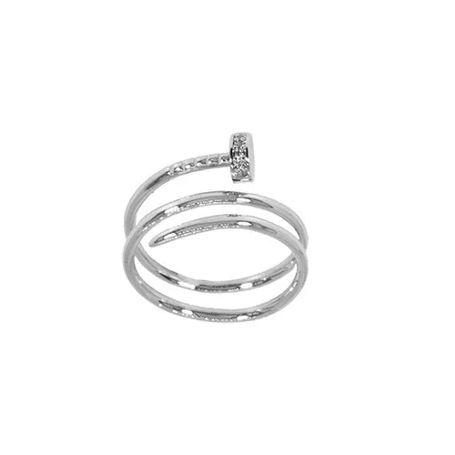 Silver Diva Bling Wrap Nail Ring