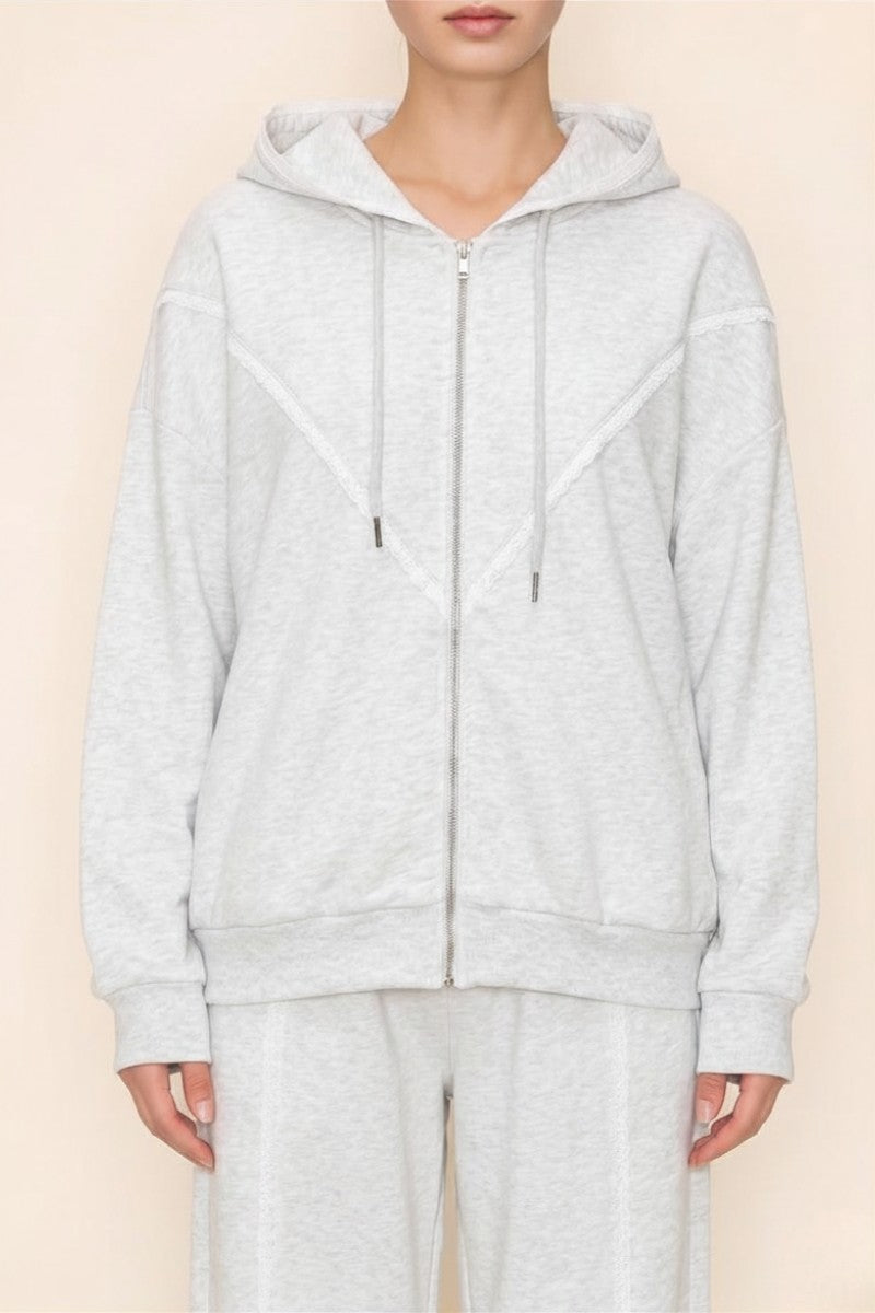The Greii Soft Heather Grey  Ultra Soft Zip Up Hoodie