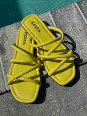 Yellow Faux Snake Skin Strap Sandals