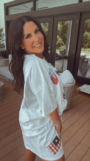 Chic White And Vintage Flag Top