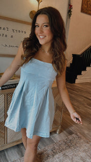 Chic Denim pleat Tank  Dress