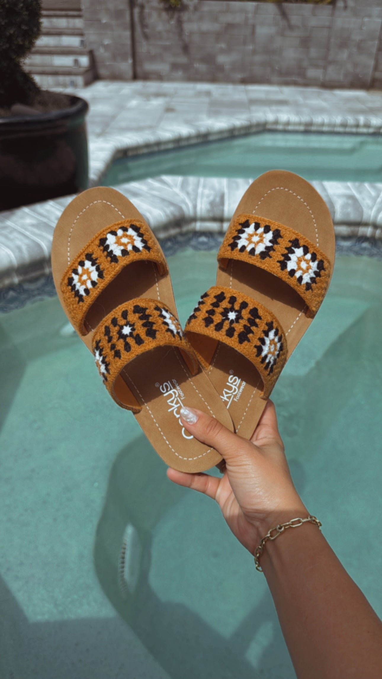 Corky Toodles Black and And Oranges Two Strap Sandals