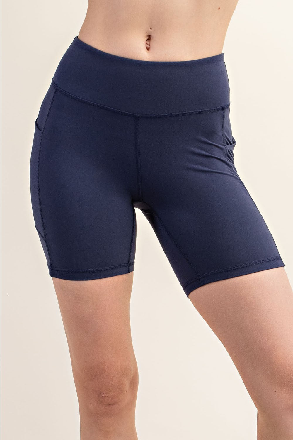 Navy 6 Inch Biker Shorts With Side Pockets Rae Mode 30a