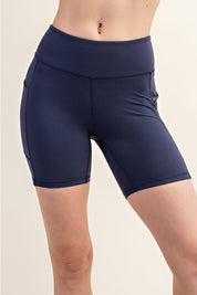 Navy 6 Inch Biker Shorts With Side Pockets Rae Mode 30a