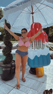 DTW Exclusive Red and White Stripe Bikini Top