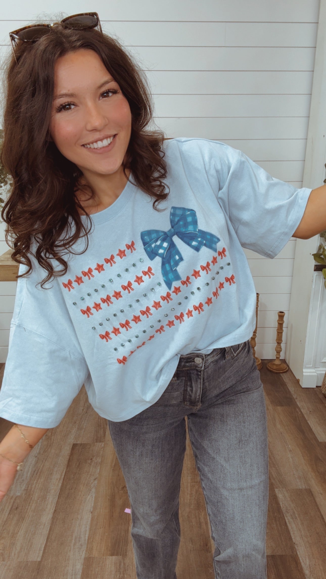 Light Blue Flag with Crystal Embellishments