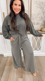 Dusty Grey Wide Leg Flare Joggers