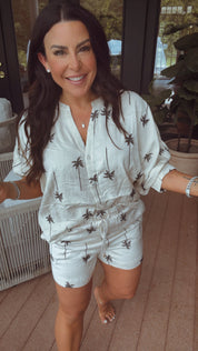 Taupe And Black Palm Tree Shorts