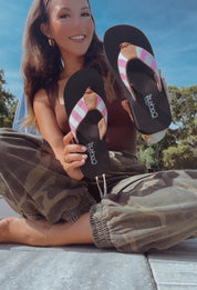 Corkys Black And Pink Take a Dip Sandals