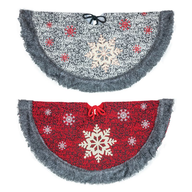 Snowflake and Faux Fur Tree Skirt
