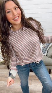 Pink and white Striped Chic Lightweight Sweater *Final Sale*